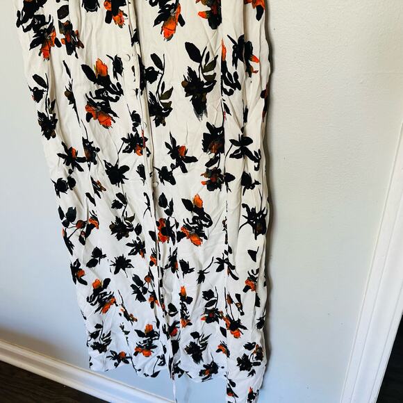 DEREK LAM White Floral Print Camisole Button Front Waist Tie Midi Dress Size 12 - Picture 5 of 16